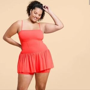 Blogilates Barre Active Romper In Spicy Coral